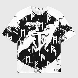 Мужская футболка оверсайз Doom символы краски