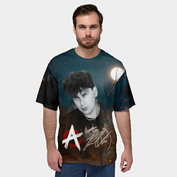 Футболка оверсайз мужская Юрий Хой на фоне луны, цвет: 3D-принт — фото 2