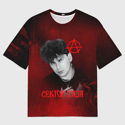 Футболка оверсайз мужская Сектор газа красный фон, цвет: 3D-принт