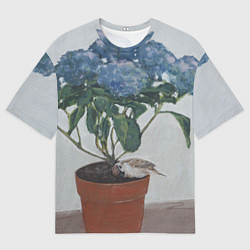 Футболка оверсайз мужская Спящий воробушек на гортензии, цвет: 3D-принт