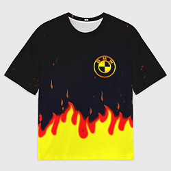 Мужская футболка оверсайз BMW огненный