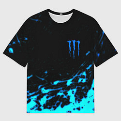 Футболка оверсайз мужская Monster energy голубые краски, цвет: 3D-принт
