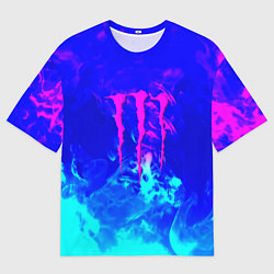 Мужская футболка оверсайз Monster energy дым неоновый