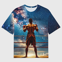 Футболка оверсайз мужская Тайский боксер в космосе, цвет: 3D-принт