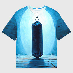 Футболка оверсайз мужская Боксерская груша на синем, цвет: 3D-принт