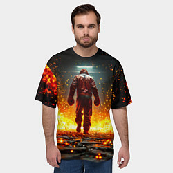 Футболка оверсайз мужская Боксер в огне, цвет: 3D-принт — фото 2