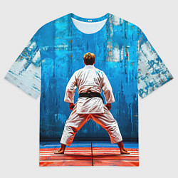Футболка оверсайз мужская Дзюдоист на синем, цвет: 3D-принт