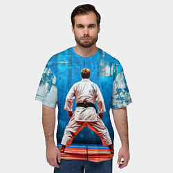 Футболка оверсайз мужская Дзюдоист на синем, цвет: 3D-принт — фото 2