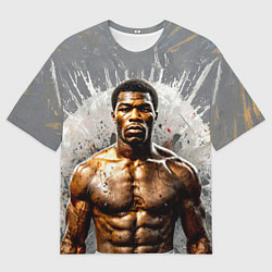 Футболка оверсайз мужская Мухаммед Али на сером, цвет: 3D-принт