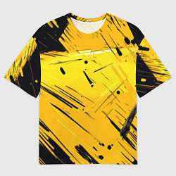 Футболка оверсайз мужская Желтая краска на черном фоне, цвет: 3D-принт