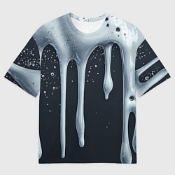 Мужская футболка оверсайз Белая объемная слизь текстура