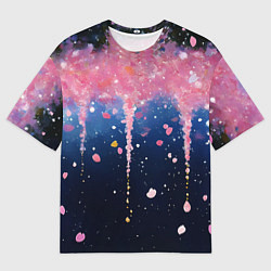 Мужская футболка оверсайз Розово-синяя текстура