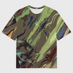 Футболка оверсайз мужская Абстракция тон хаки, цвет: 3D-принт