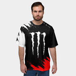Футболка оверсайз мужская Monster energy текстура краски, цвет: 3D-принт — фото 2