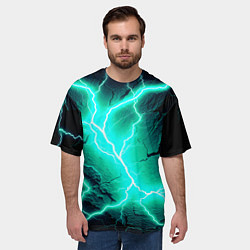 Футболка оверсайз мужская Color light blue black, цвет: 3D-принт — фото 2