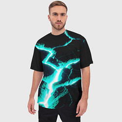 Футболка оверсайз мужская Color light blue black, цвет: 3D-принт — фото 2