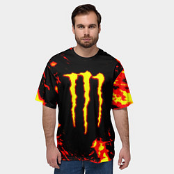 Футболка оверсайз мужская Monster energy краски огненные, цвет: 3D-принт — фото 2