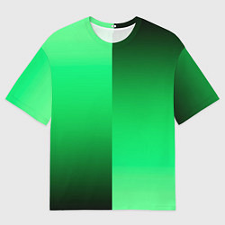 Мужская футболка оверсайз Чёрно-зелёный градиент пополам