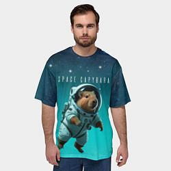 Футболка оверсайз мужская Капибара в космосе на фоне звезд, цвет: 3D-принт — фото 2