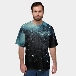 Футболка оверсайз мужская Черно-синий текстурный фон, цвет: 3D-принт — фото 2