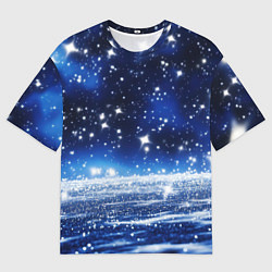 Мужская футболка оверсайз Космический синий абстрактный фон - текстура