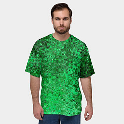 Футболка оверсайз мужская Зелёный малахит абстрактная текстура, цвет: 3D-принт — фото 2