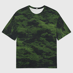Футболка оверсайз мужская Темно-зеленая камуфляжная текстура, цвет: 3D-принт