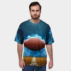 Футболка оверсайз мужская Мяч для американского футбола синий дым, цвет: 3D-принт — фото 2
