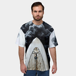 Футболка оверсайз мужская Сапборд в черном дыму, цвет: 3D-принт — фото 2