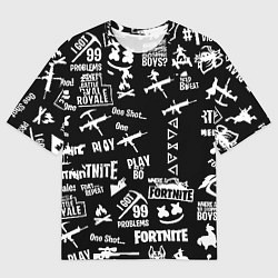 Футболка оверсайз мужская Черно белые логотипы игр, цвет: 3D-принт