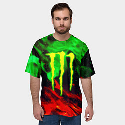 Футболка оверсайз мужская Monster energy огонь лого, цвет: 3D-принт — фото 2