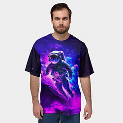 Футболка оверсайз мужская Космонавт в неоновых облаках, цвет: 3D-принт — фото 2