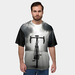 Футболка оверсайз мужская Шоссейный велосипед в черном дыму, цвет: 3D-принт — фото 2