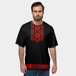 Футболка оверсайз мужская Славянский узор и орнамент на черном - вышиванка р, цвет: 3D-принт — фото 2