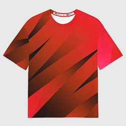 Мужская футболка оверсайз Красно-коричневый абстрактные полосы