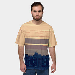 Футболка оверсайз мужская Городской пейзаж стилизованный, цвет: 3D-принт — фото 2