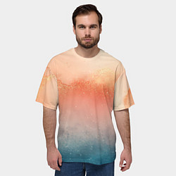 Футболка оверсайз мужская Персиковый градиент текстура, цвет: 3D-принт — фото 2