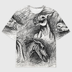 Футболка оверсайз мужская Черепа лошадей, цвет: 3D-принт