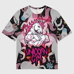 Футболка оверсайз мужская Единорог gym, цвет: 3D-принт
