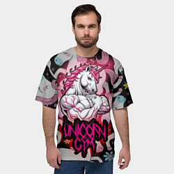 Футболка оверсайз мужская Единорог gym, цвет: 3D-принт — фото 2