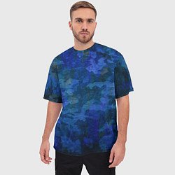 Футболка оверсайз мужская Абстракция - blue uniform camouflage, цвет: 3D-принт — фото 2