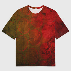 Мужская футболка оверсайз Абстракция - green circles in red