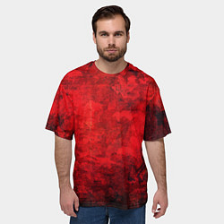 Футболка оверсайз мужская Абстракция - red shabby wall, цвет: 3D-принт — фото 2