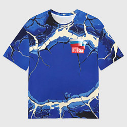 Футболка оверсайз мужская Russia blue abstract, цвет: 3D-принт