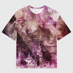 Мужская футболка оверсайз Абстракция - dark trash atom with violet