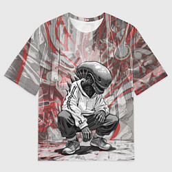 Футболка оверсайз мужская Ксеноморф на спорте, цвет: 3D-принт