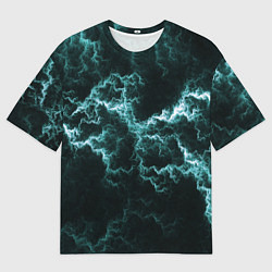 Футболка оверсайз мужская Lightning light blue line, цвет: 3D-принт