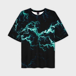 Мужская футболка оверсайз Lightning light blue glow