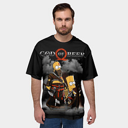Футболка оверсайз мужская God of beer, цвет: 3D-принт — фото 2