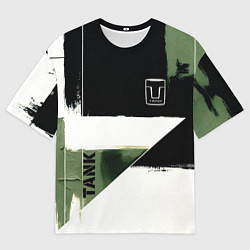 Футболка оверсайз мужская Tank логотип машины, цвет: 3D-принт